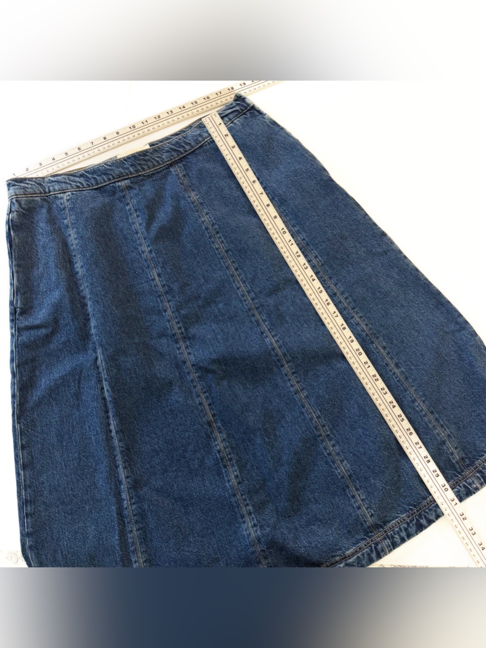 Boden Skirt Womens 14 Joy Panelled Denim Midi High Rise - Picture 5 of 8